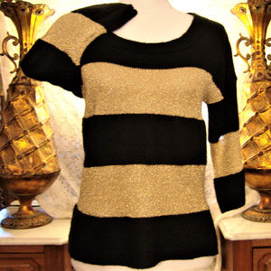 Candies Junior womens knit sweater gold black M